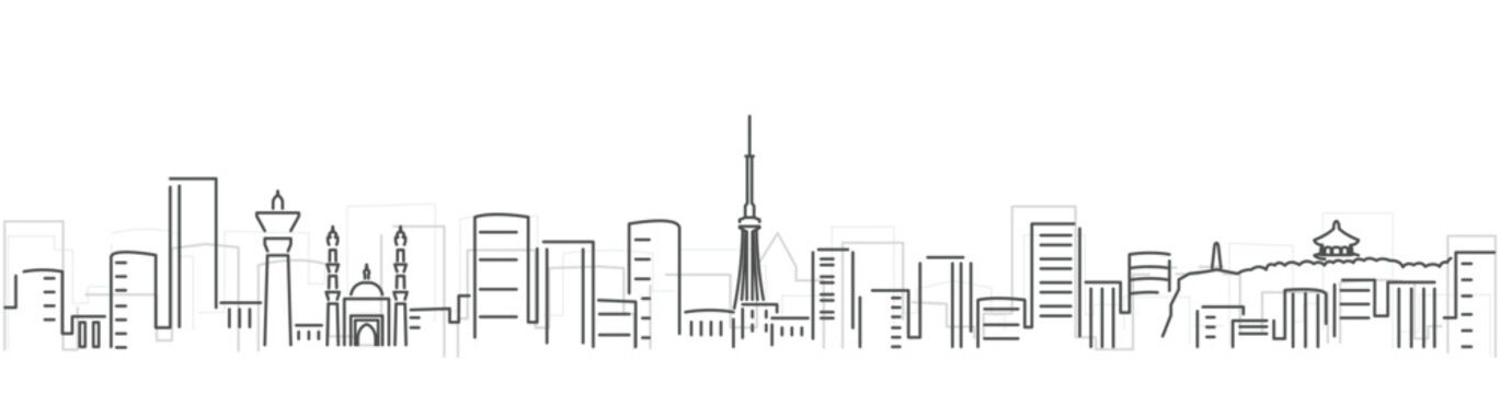 Urumqi Simple Dark Lines Skyline on White Background