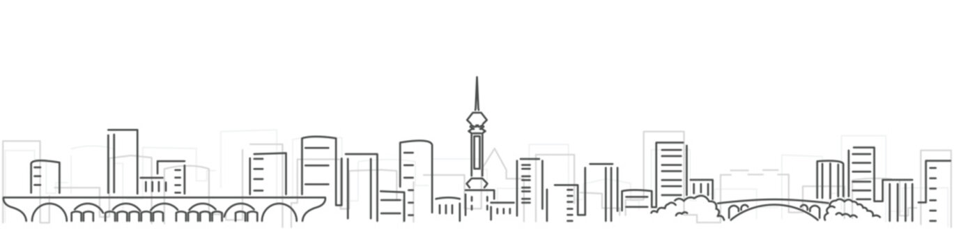 Shijiazhuang Simple Dark Lines Skyline on White Background
