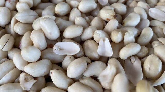 Texture of Raw Shelled Peanuts. Heap of Fresh Peanut Kernels