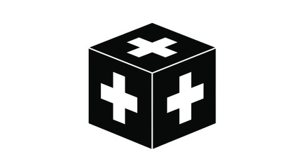 Obraz premium Isometric cube with swiss cross design a striking silhouette