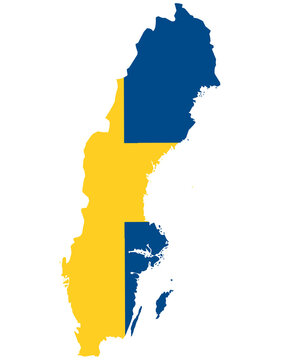 map of sweden with national flag