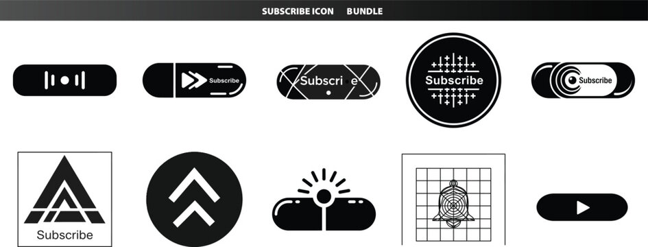 Collection of modern subscribe icons and button elements