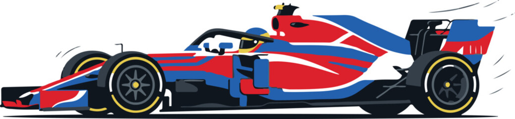Naklejka premium Vector illustration of a modern Formula 1 race car, side view, high detail, EPS format