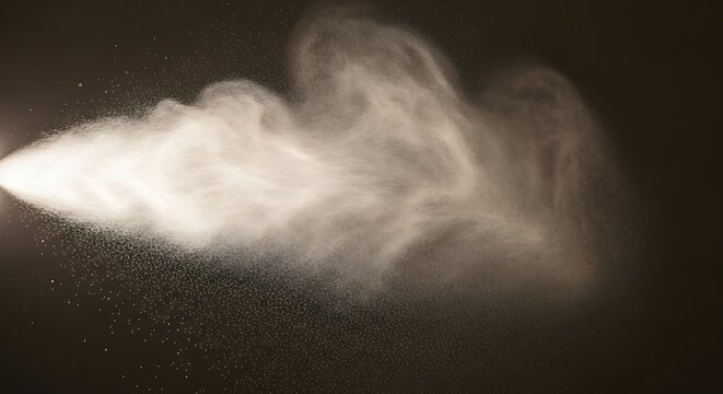 White powder explosion on black background