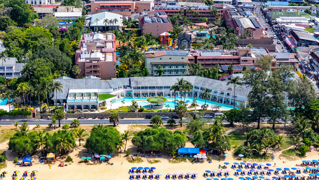 Aerial Karon Beach Phuket southern Thailand scenic coastline