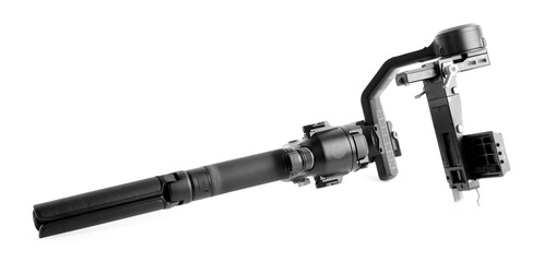 Gimbal stabilizer isolated on white. Professional filming equipment