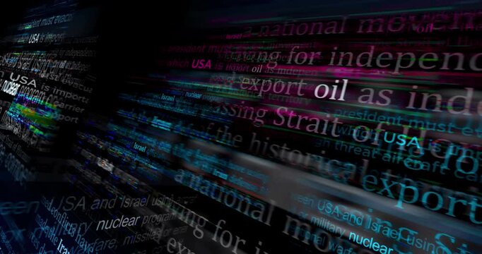 Iran Israel USA war conflict. Headline news titles international media abstract concept  loop. Seamless and looped 3d animation.