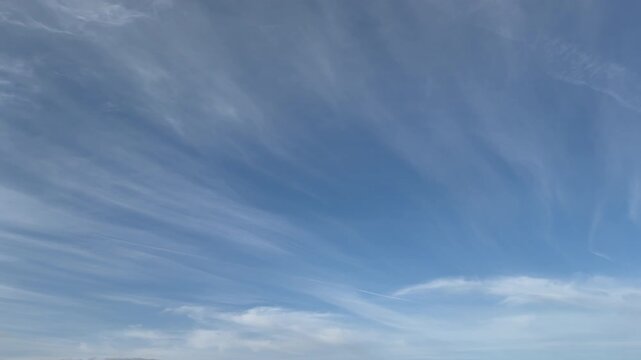 Wispy Cirrus Clouds in Blue Sky, Abstract Cloud Background