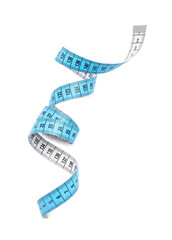One color measuring tape isolated on white, top view