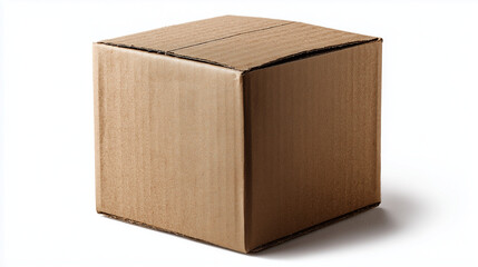 Fototapeta premium Closed brown cardboard box isolated on light background