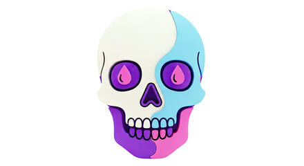 Obraz premium Yin Yang Skull with Purple and Pink Droplet Eyes