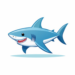 Fototapeta premium Smiling cartoon blue shark with open mouth