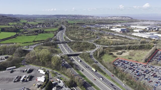 M5 Motorway Junction Gordano Services near Bristol Aerial View