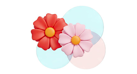 Two 3D Flowers Intersecting with Overlapping Circles