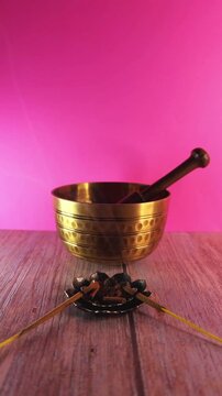 Two Incense Sticks Burning with Rising Smoke Meditation Zen Relaxation Symmetrical Aesthetic Wellness Spa Aromatherapy Calm Peaceful Background Ambient Mindfulness Loop Video
