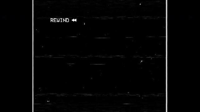 Rewind film tape with static effect suitable for nostalgia concept designs, movie posters, or retrothemed projects with forgotten memories.