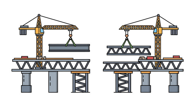 Dynamic Industrial Scene with Yellow-Black Truss-Design Equipment and Machinery