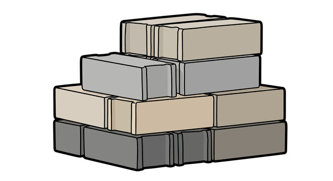 Flat vector illustration of stacked books with construction design and minimalist arrangement featuring horizontal arrangement and simple layout