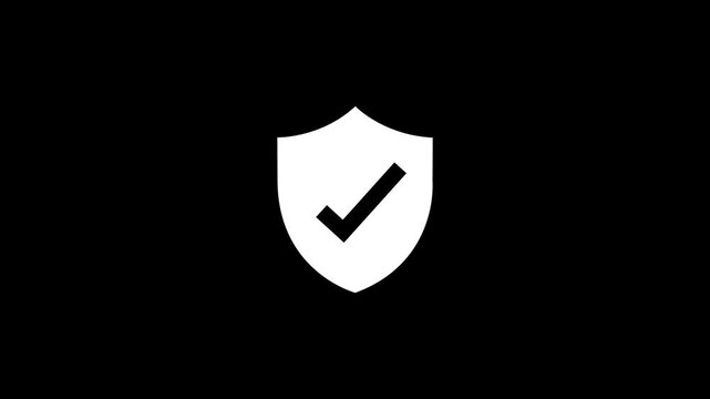 Right mark icon with Shield icon isolated . tick symbol. confirm and Approved icon animation with Check Mark Digital Protection and Verification Concept. with 4k video animation.