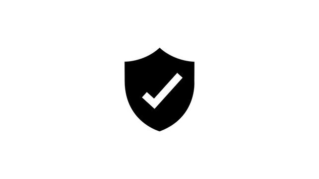Right mark icon with Shield icon isolated . tick symbol. confirm and Approved icon animation with Check Mark Digital Protection and Verification Concept. on white background. with 4k video animation.