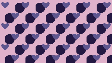 Fototapeta premium Romantic Purple Hearts and Ellipses Pattern