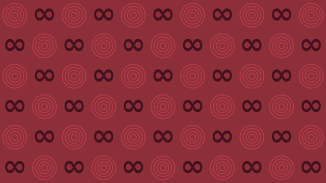 Dark Red Pattern with Concentric Circles and Infinity Symbols