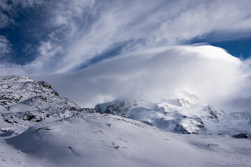 Obraz premium Mountain landscape with snow, winter, mountain in Europe - travel photography
