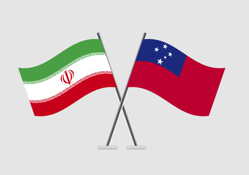 Iran and Samoa vector flags image with symmetry and wave