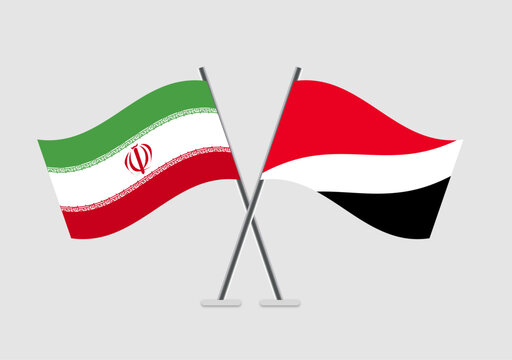 Iran and Principality of Sealand vector flags in diplomatic pose flat design