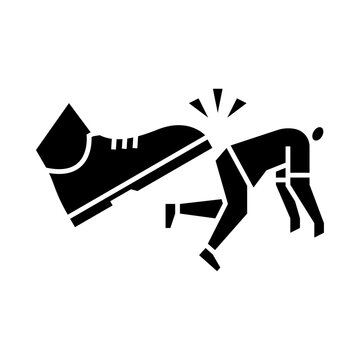 kick out glyph icon. people kick out illustration.
