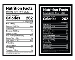 Fototapeta premium Dark chocolate nutrition facts label editable template for packaging