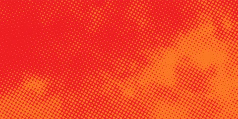 Fotobehang Pop Art Vibrant orange and red halftone background, retro pop art dots pattern for comic book style, energetic abstract gradient texture for posters and banners.  © Beni