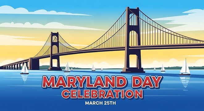 Chesapeake Bay Bridge vector image with the bold headline "Maryland Day Celebration"