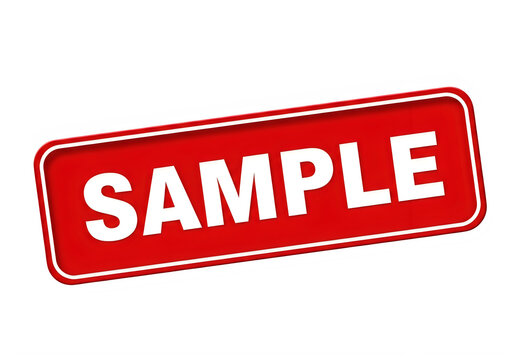 Red sample stamp with bold text and border isolated on transparent background