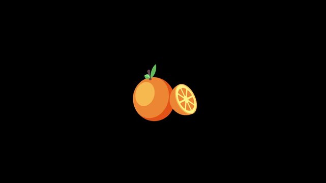 A digital illustration of a whole, fresh orange and a sliced half, showcasing healthy citrus fruit.