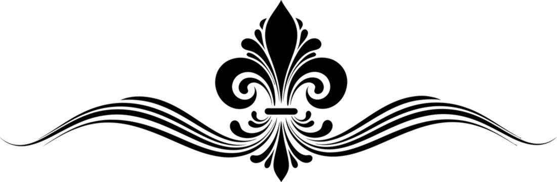 Elegant black fleur de lis design element on for decoration
