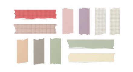 A collection of colorful paper strips on a transparent background