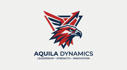 Obraz premium Modern Eagle Head Logo with Geometric Red and Blue Corporate Branding Design