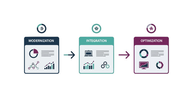 Set of 3 business process icons vector