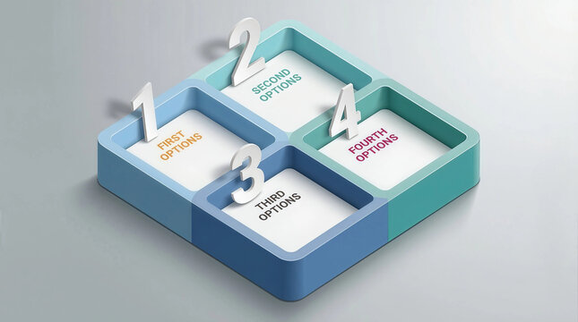 Modern 4-Step Isometric Infographic Template for Business Process, Workflow, and Options