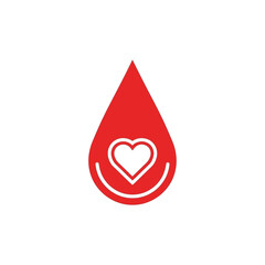 Fototapeta premium Red blood drop with a white heart inside symbolizing donation and love