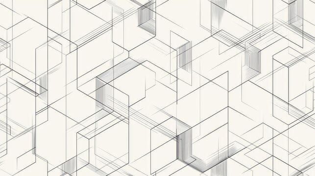 Seamless parametric geometric lines forming abstract pattern. Minimal black lines creating a repeating technical grid background