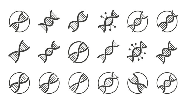 Genetic Code Doodle Icons Set - Science Biology and Medical Symbol Collection