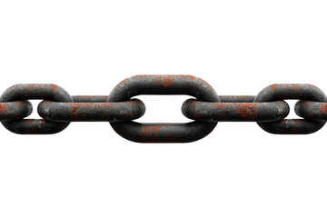 Obraz premium Rusty metal chain links showing corrosion and strength, industrial heavy steel object on transparent background