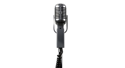Fototapeta premium A vintage microphone on a black background with a transparent background option on transparent background