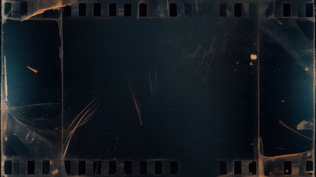 Old scratched and damaged film negative or positive analog photography strip