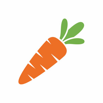 Vibrant Orange Carrot with Green Leaves, a Simple and Healthy Food Icon