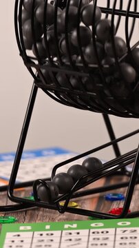 Bingo night concept. Gambling and social fun on wooden background