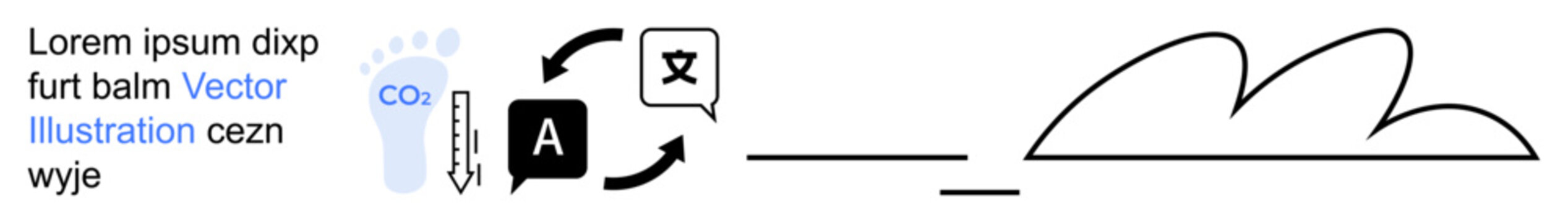 Language learning, translation services, communication, education, globalization, technology. Text and language icons with arrows demonstrating translation flow. Language learning and translation