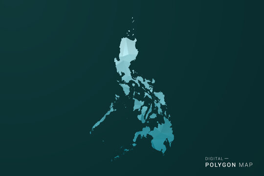 Philippines Map - Polygon style vector illustration in green and blue low poly geometric design, clean minimal silhouette for infographic.